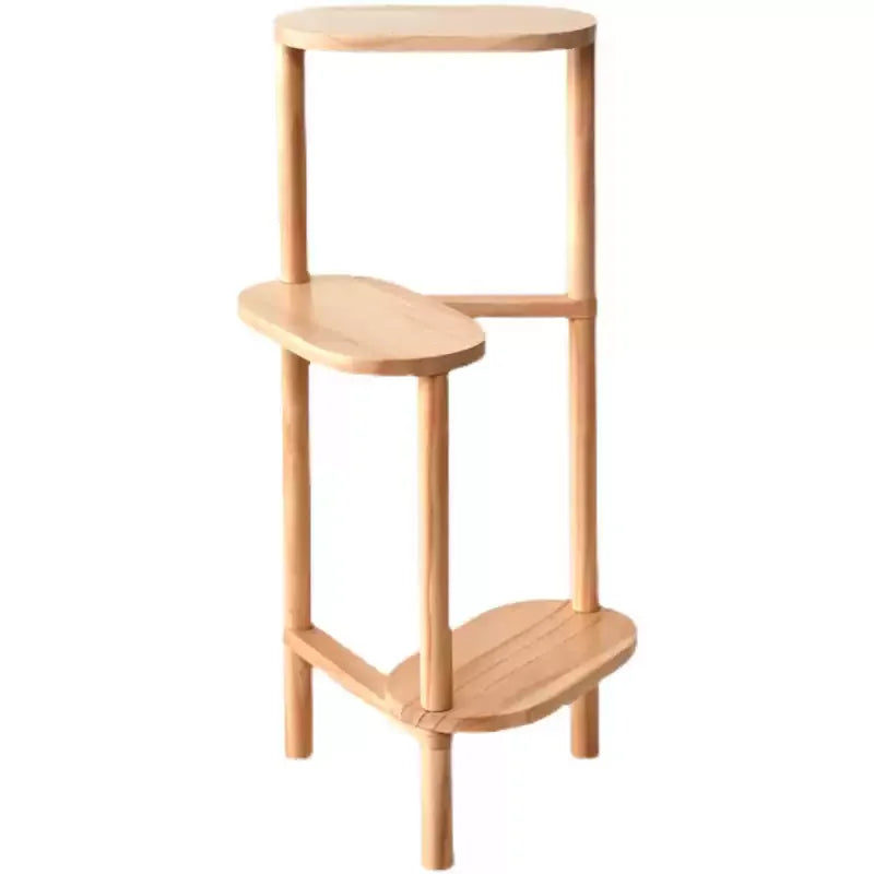 实木植物架 - 优雅的三层绿化收纳架