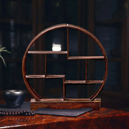 차 세트 랙 우아한 나무 디스플레이 스탠드 작은 단단한 나무 간단한 차 주전자 홀더 미니어처 찻집 주방 거실