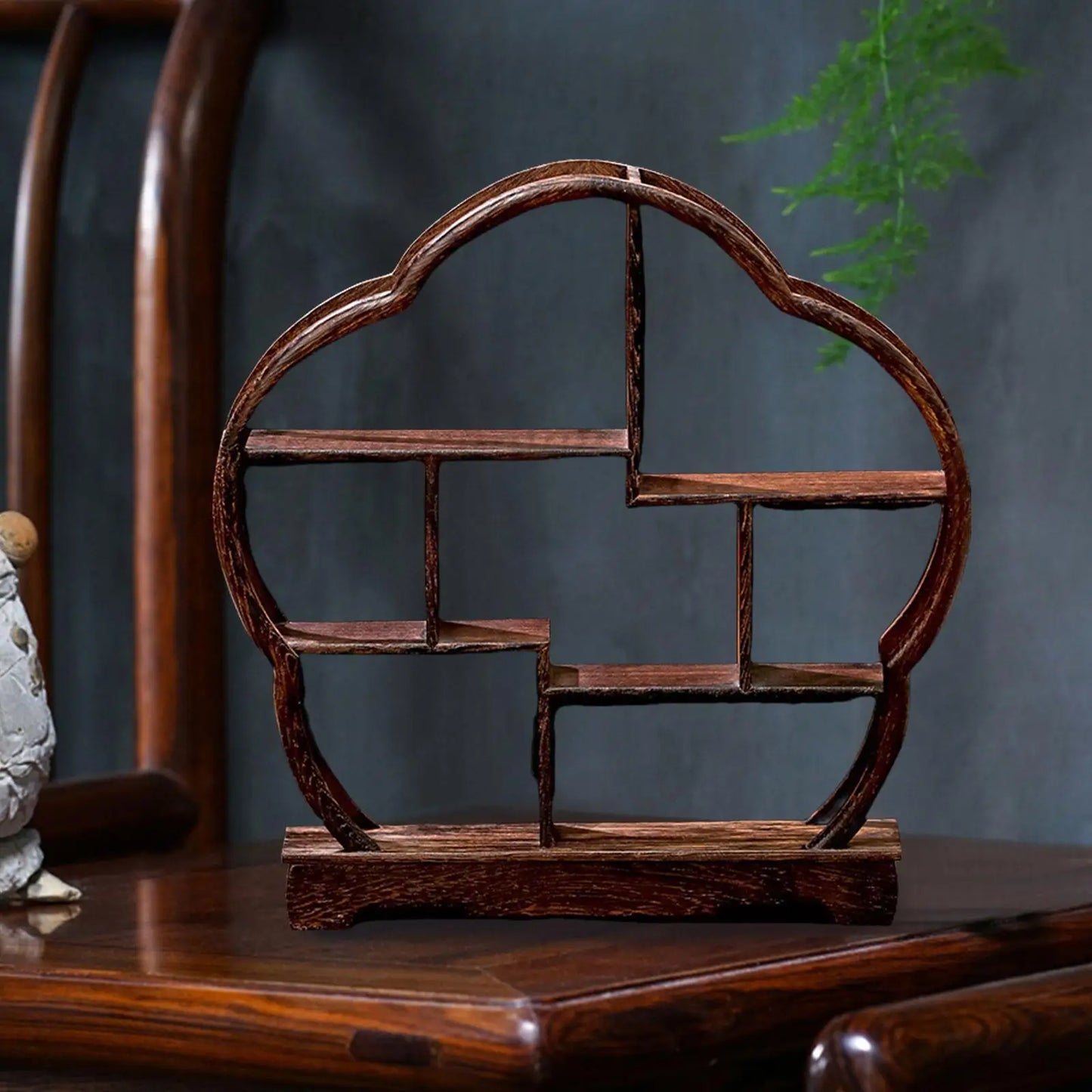 차 세트 랙 우아한 나무 디스플레이 스탠드 작은 단단한 나무 간단한 차 주전자 홀더 미니어처 찻집 주방 거실