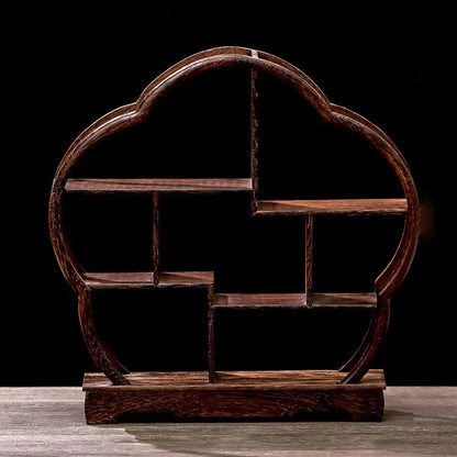 차 세트 랙 우아한 나무 디스플레이 스탠드 작은 단단한 나무 간단한 차 주전자 홀더 미니어처 찻집 주방 거실