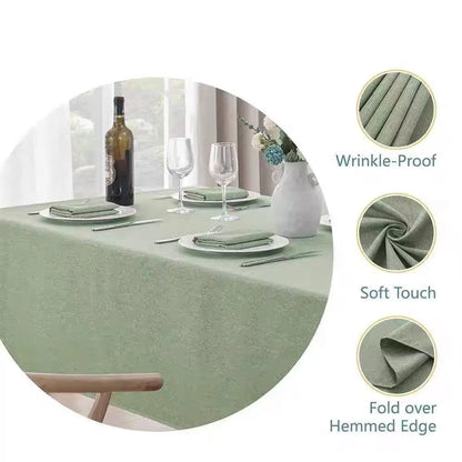 Linen Texture Waterproof Tablecloth - Elegant & Stain-Proof for Farmhouse Dining