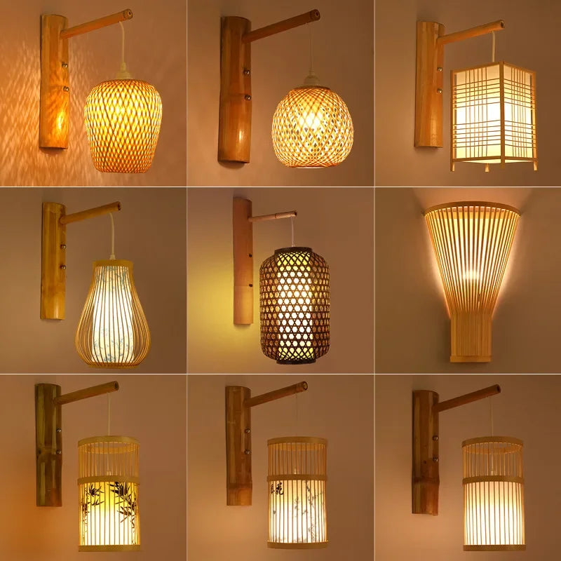 Rustic Bamboo Wall Sconce Lamp – Eco-Friendly Home Decor