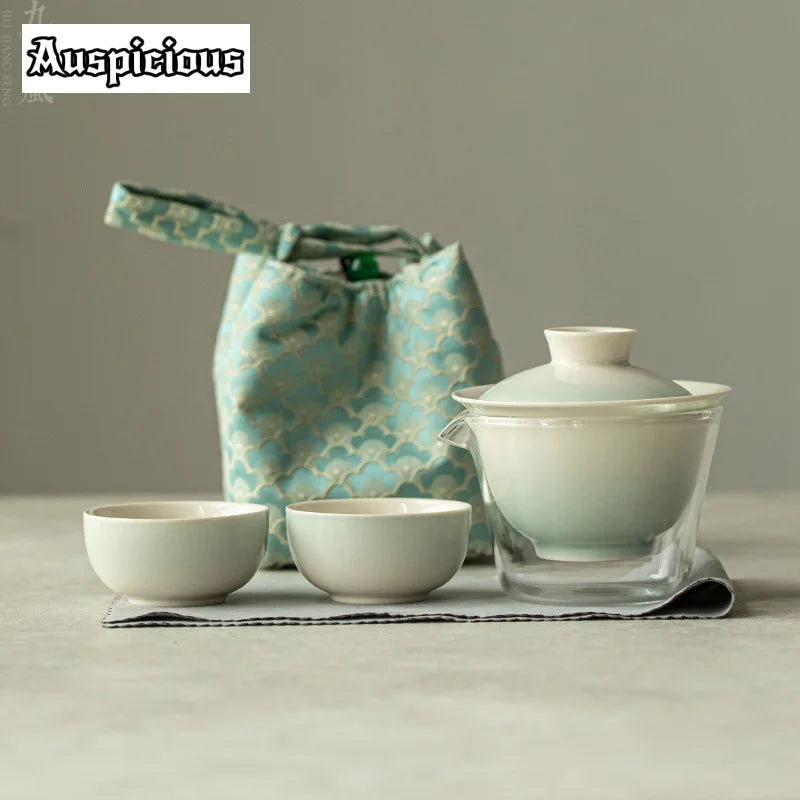 Elegant Gradation Pink Tea Set for Aficionados | Portable & Stylish