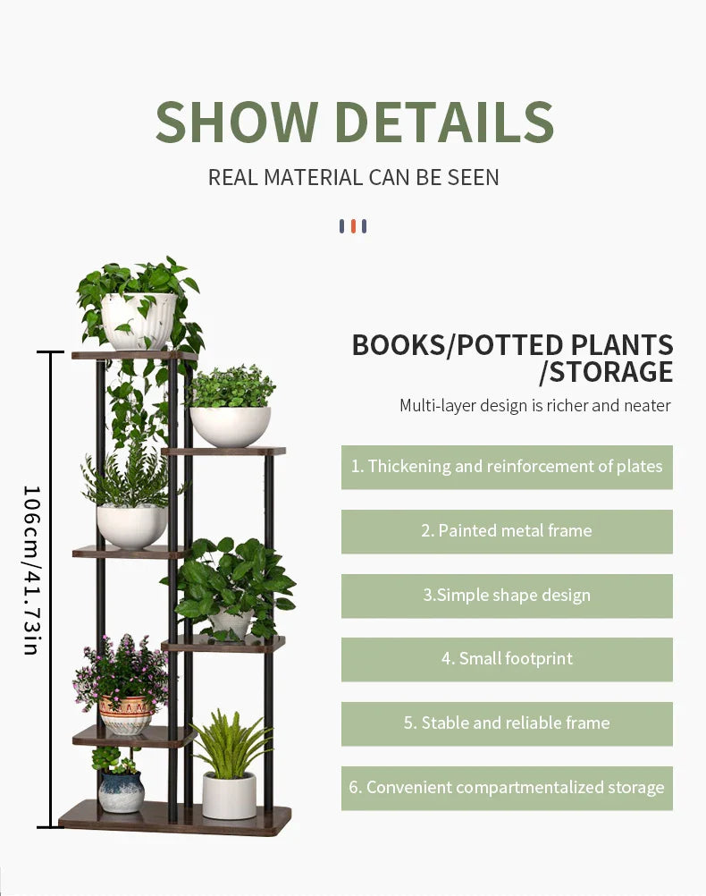 나무 화분 스탠드 - 정원 애호가를 위한 세련된 5/6/8단 정리함