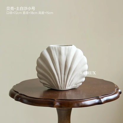 수제 세라믹 쉘 꽃병 | 해안 홈 액센트