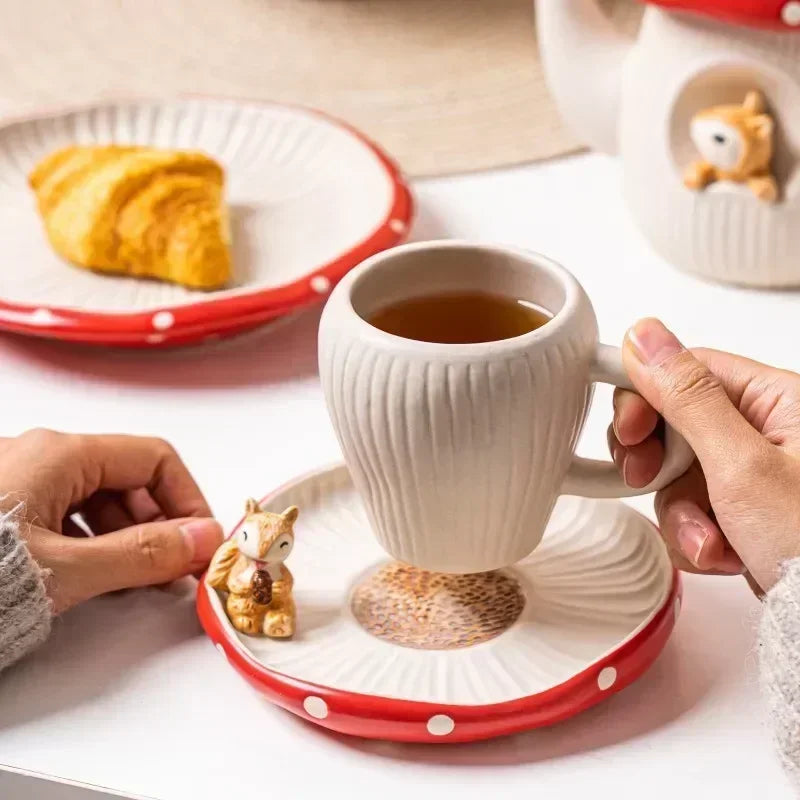 Tazza in ceramica a forma di fungo con coperchio – Divertenti bicchieri per la colazione