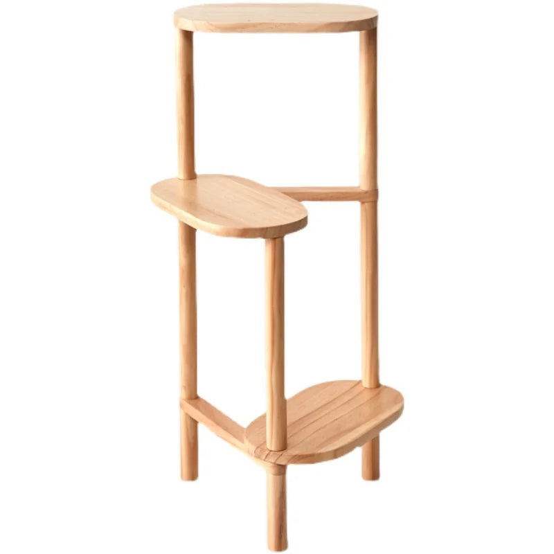 实木植物架 - 优雅的三层绿化收纳架