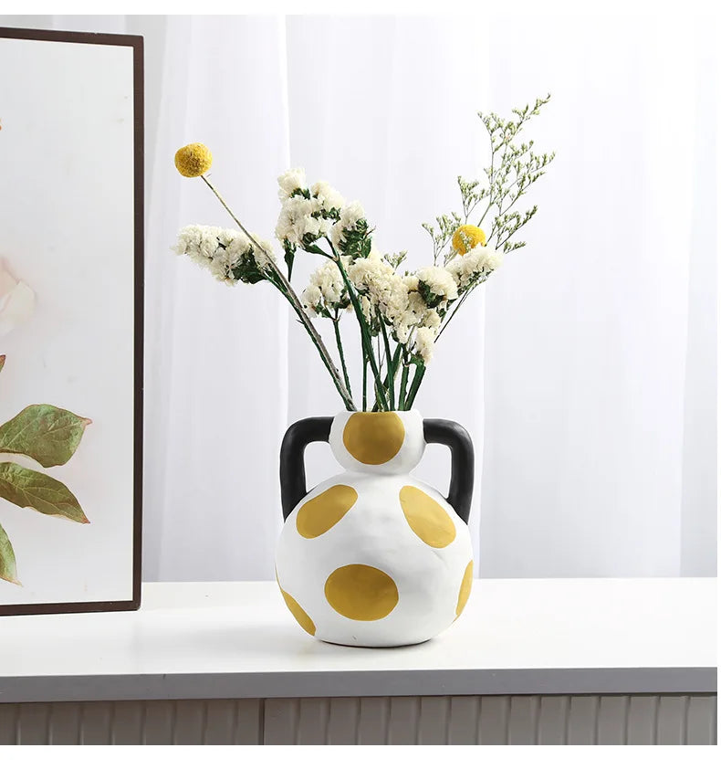 Hand-Painted Milk Pot Ceramic Vase - Artful Home Accent