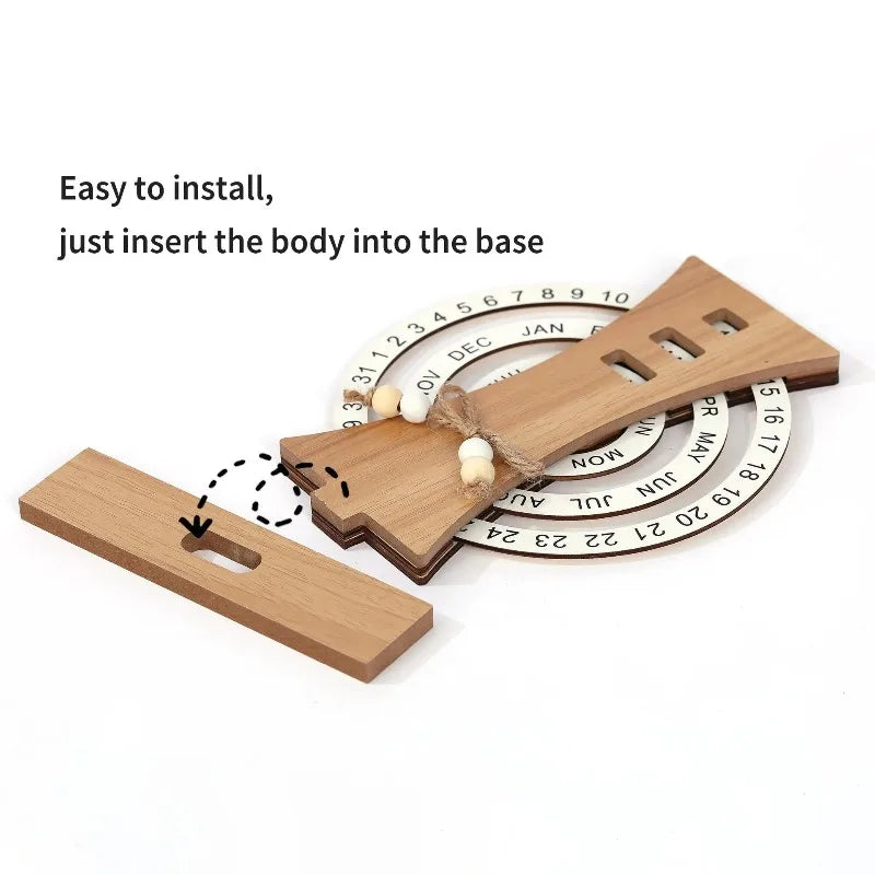 목재 영구 달력 - 마음챙김 공간을 위한 우아한 책상 장식