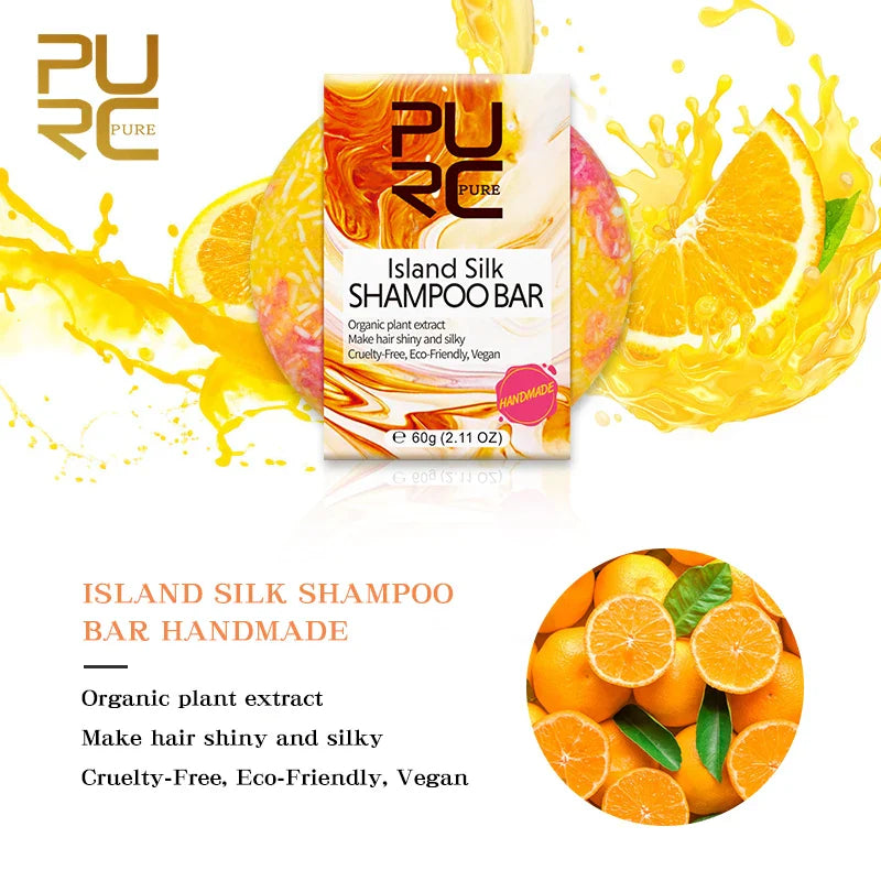 PURC Island Silk Shampoo Bar - Smoothing & Shiny Hair, Travel-Friendly