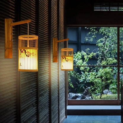 Rustic Bamboo Wall Sconce Lamp – Eco-Friendly Home Decor