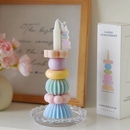 Stackable Geometry Scented Candle – Elegant Soy Wax Decor