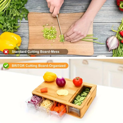 Bamboo Chopping Board Set with Grater & Storage – Eco-Friendly Kitchen Tool for Home Cooks