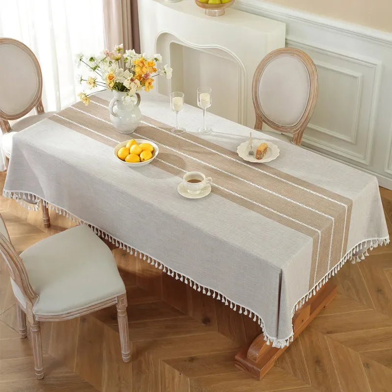 Elegant Linen Tablecloth - Waterproof & Stylish, Ideal for Events