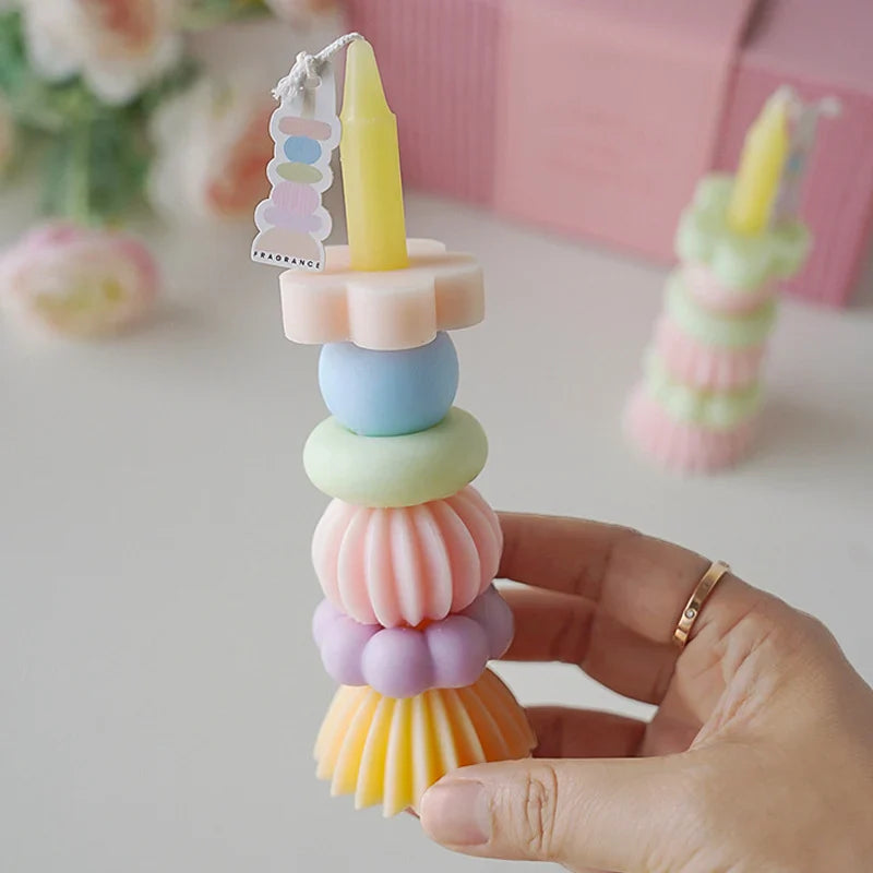 Stackable Geometry Scented Candle – Elegant Soy Wax Decor