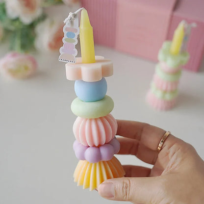 Stackable Geometry Scented Candle – Elegant Soy Wax Decor