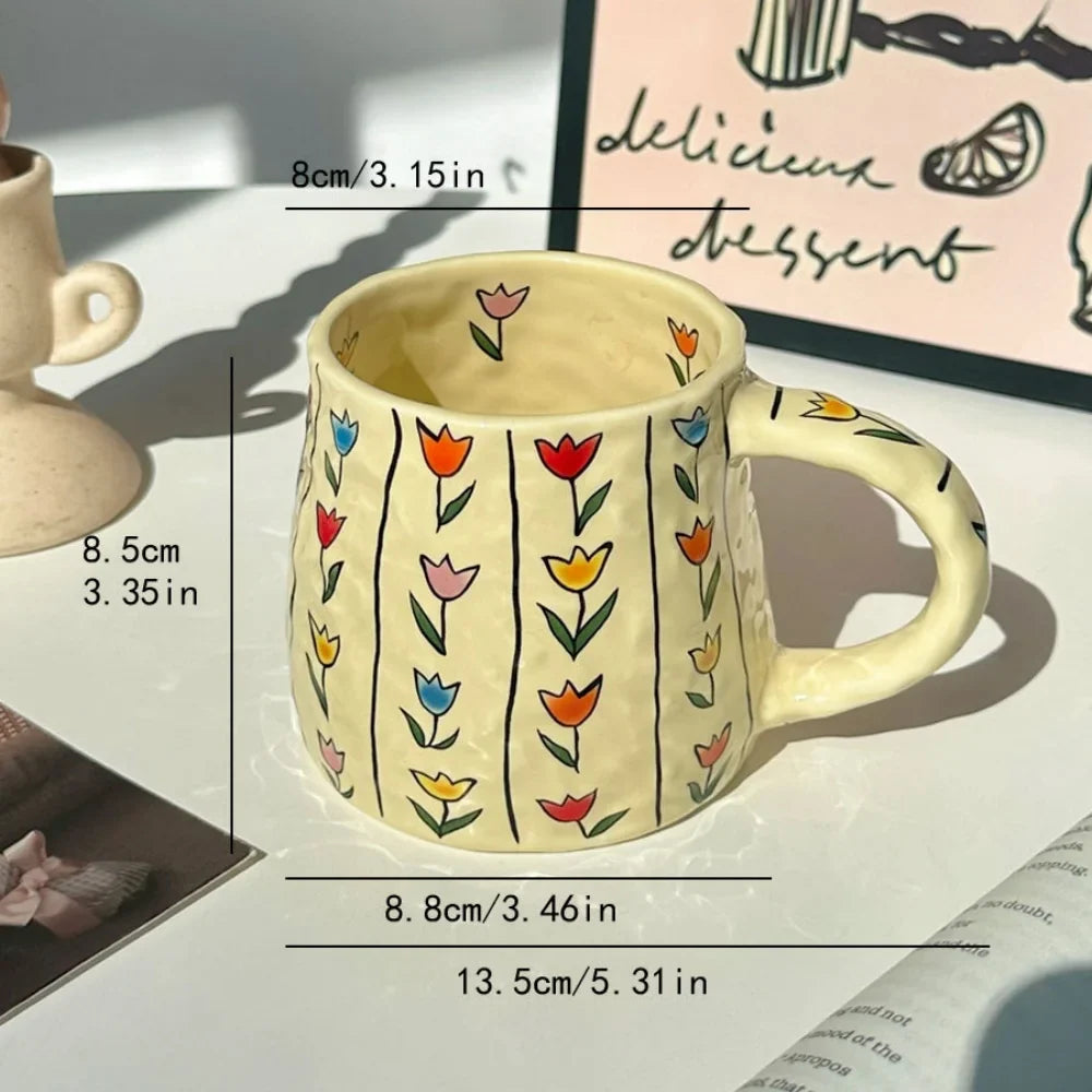 수제 380ml 세라믹 머그 - 커피 애호가를 위한 세련된 음료 용기