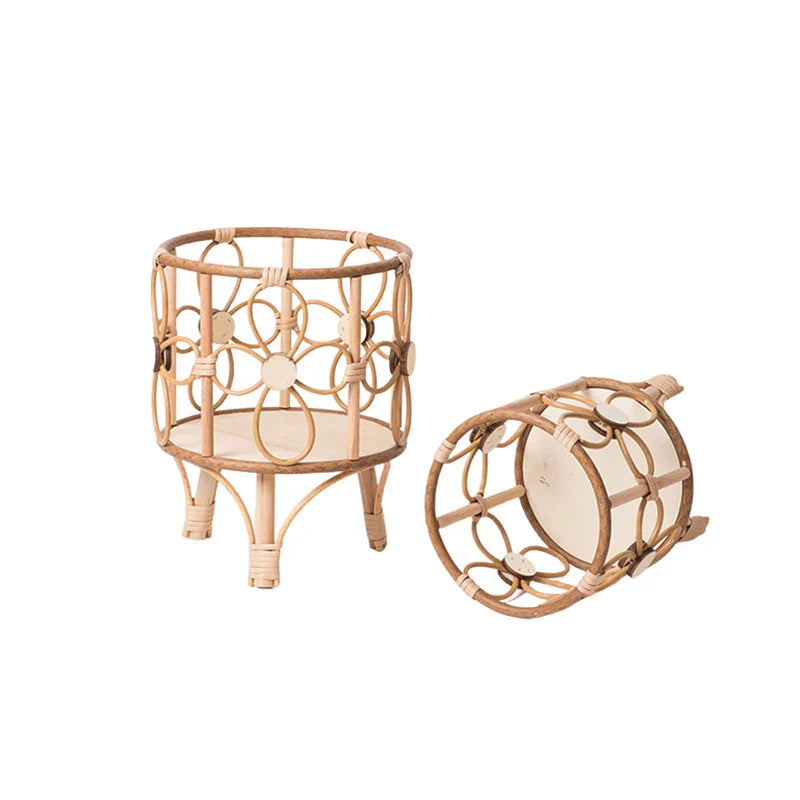 Hollow Rattan Plant Stand - Elevate Your Home Decor!