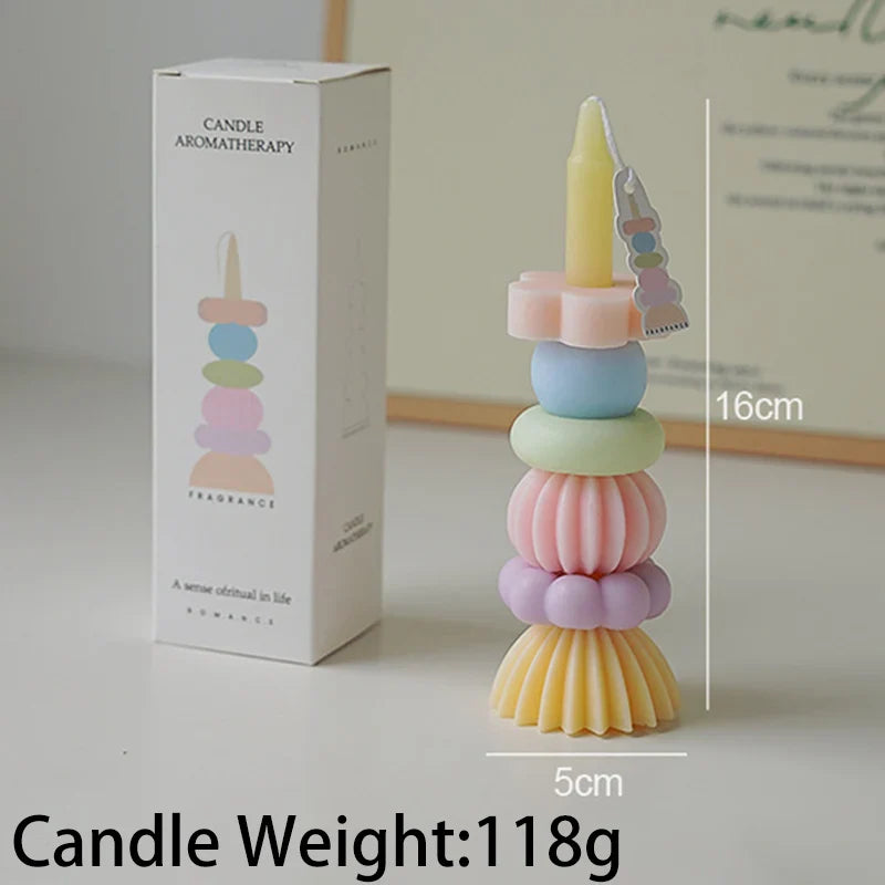 Stackable Geometry Scented Candle – Elegant Soy Wax Decor