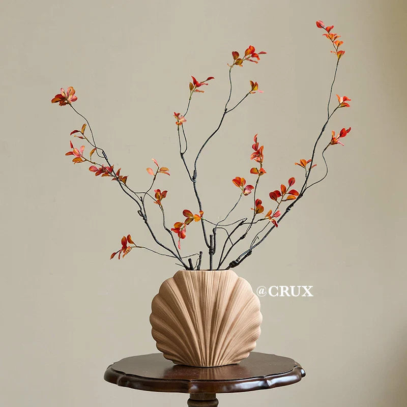 수제 세라믹 쉘 꽃병 | 해안 홈 액센트