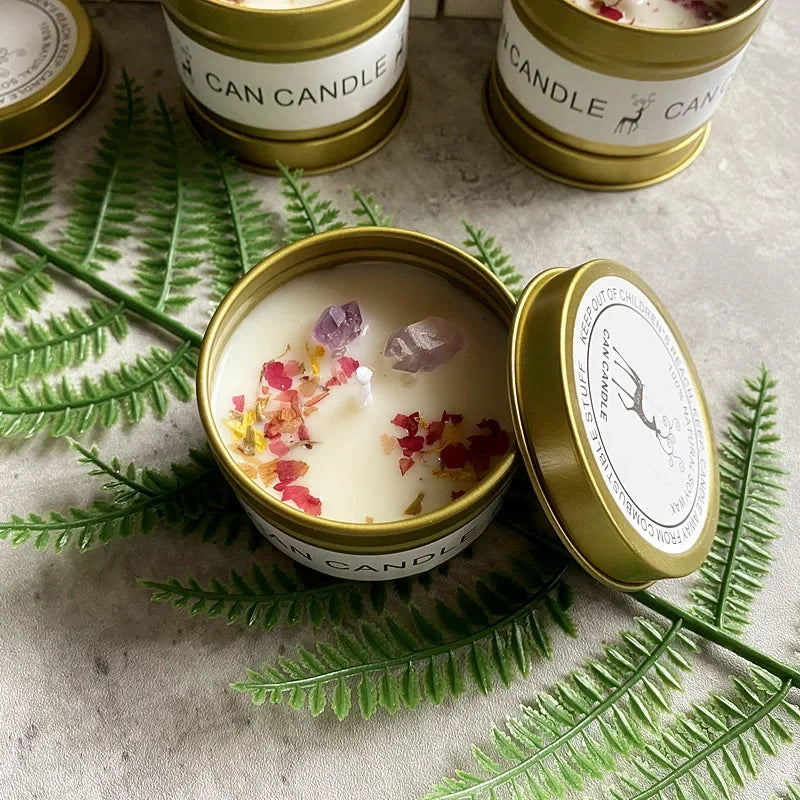 Long-Lasting Soy Candles with Crystals | Tranquil Home Decor