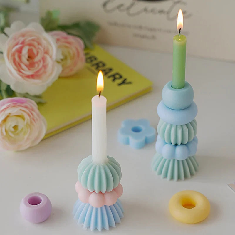 Stackable Geometry Scented Candle – Elegant Soy Wax Decor