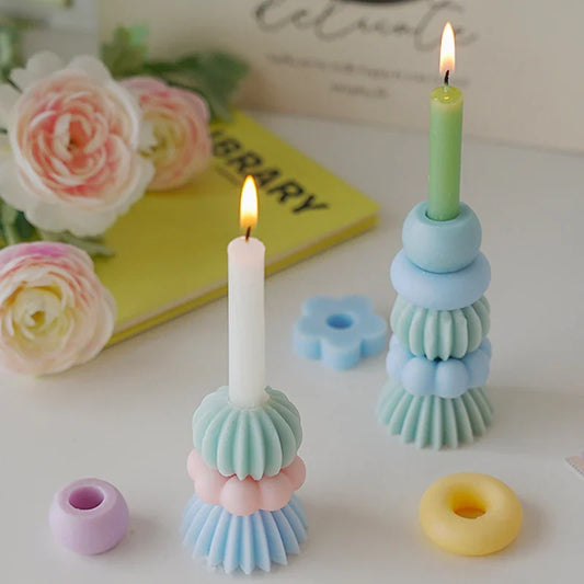 쌓을 수 있는 기하학 향초 - 우아한 소이왁스 장식