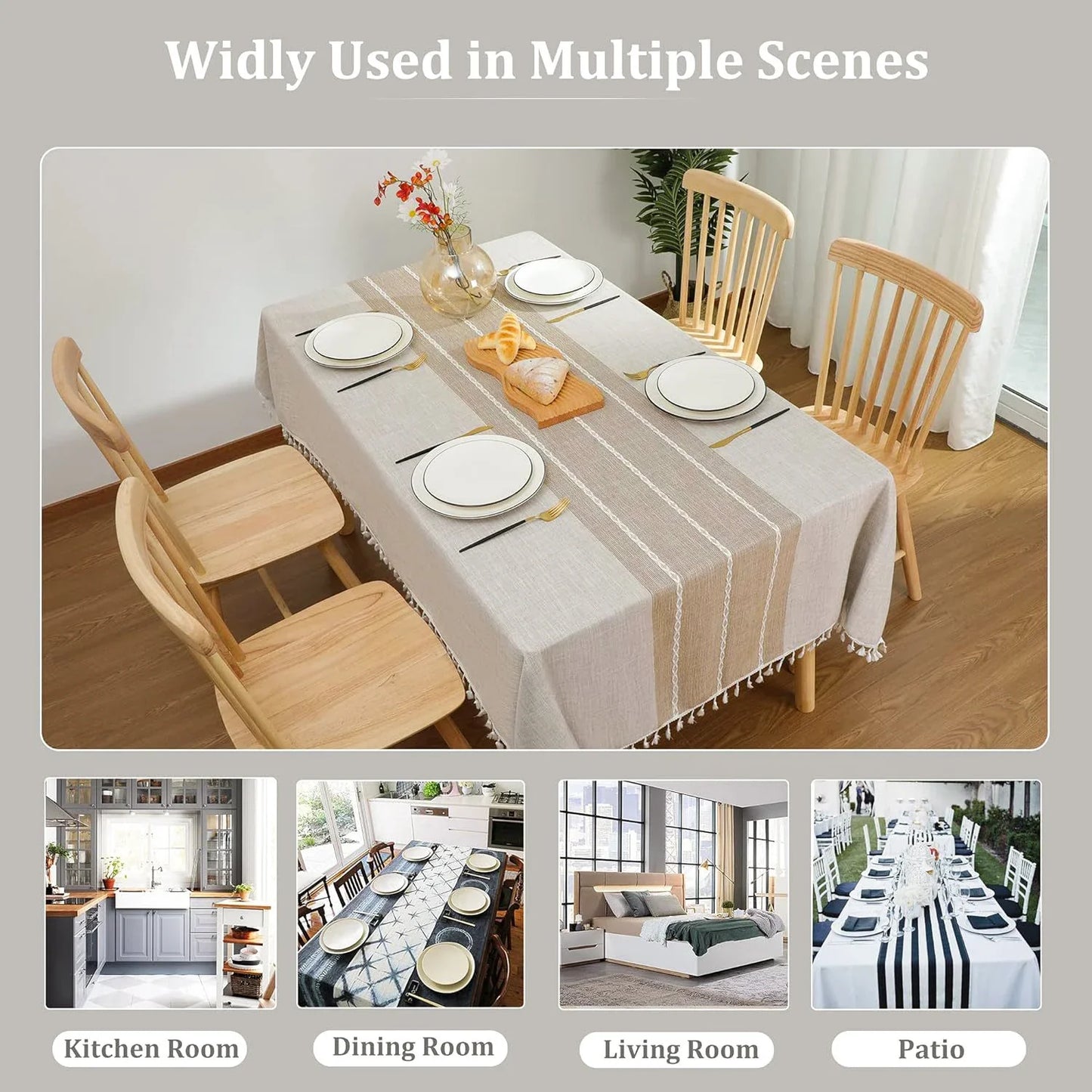 Battilo 방수 리넨 코튼 식탁보 – 식사 스타일 향상