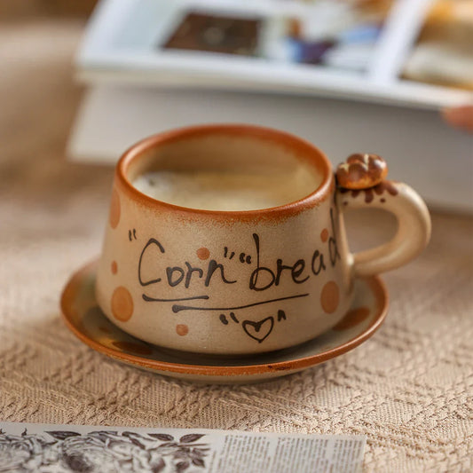 핸드메이드 레트로 세라믹 머그 세트 - 우아한 커피 & 티컵