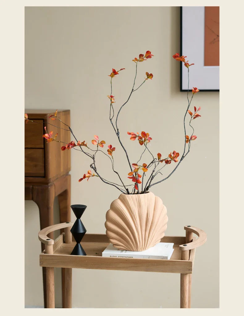 수제 세라믹 쉘 꽃병 | 해안 홈 액센트