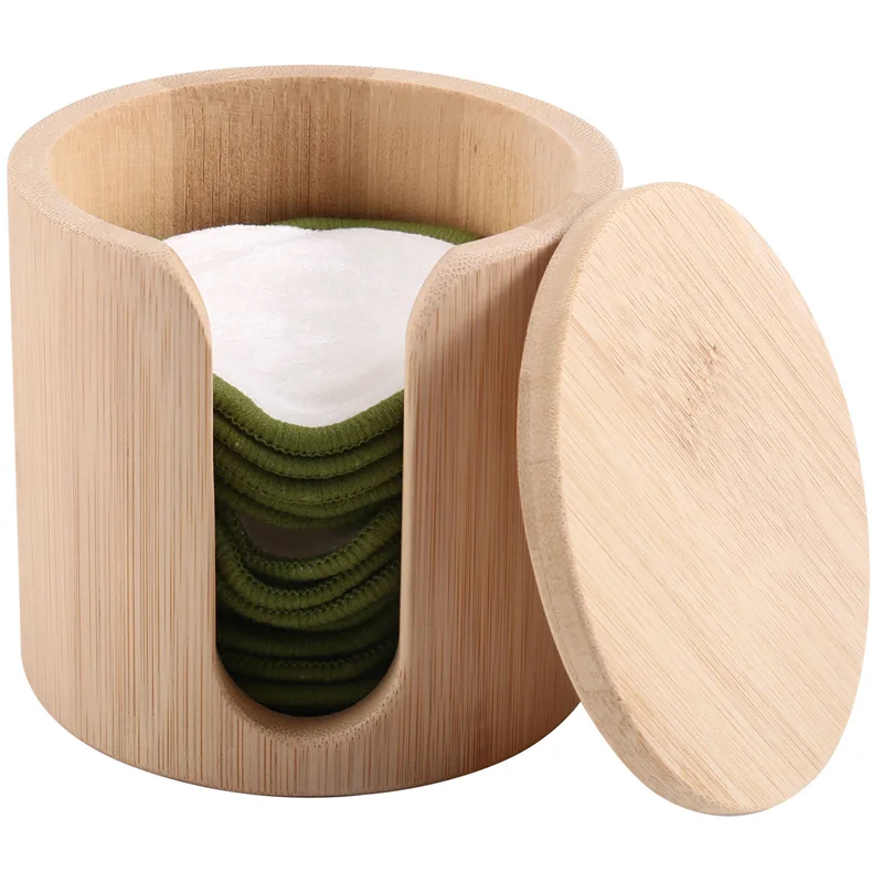 Miếng Tẩy Trang Tre Tái Sử Dụng - Siêu Mềm, Thân Thiện Với Môi Trường, Bộ Quà Tặng Kèm Thùng Tre Vegan