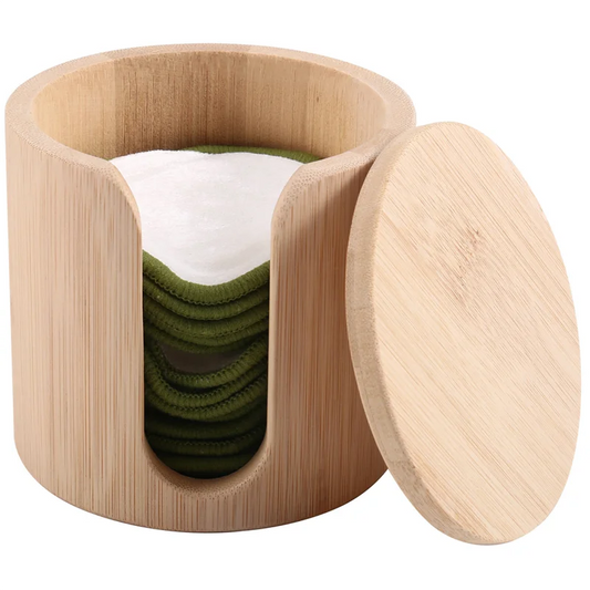 Miếng Tẩy Trang Tre Tái Sử Dụng - Siêu Mềm, Thân Thiện Với Môi Trường, Bộ Quà Tặng Kèm Thùng Tre Vegan