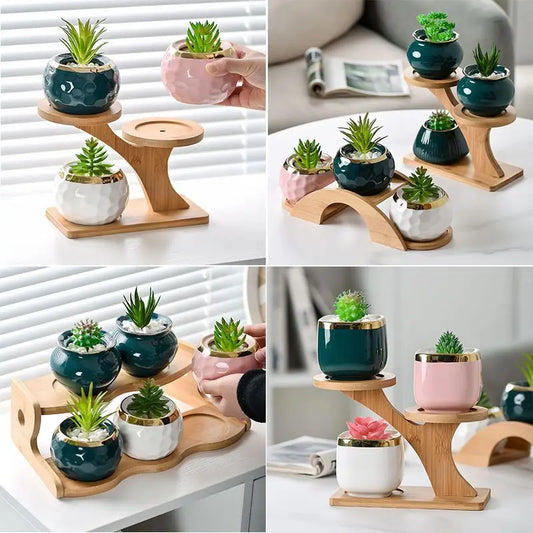 나무 식물 스탠드 화분 베이스 홀더 의자 실내