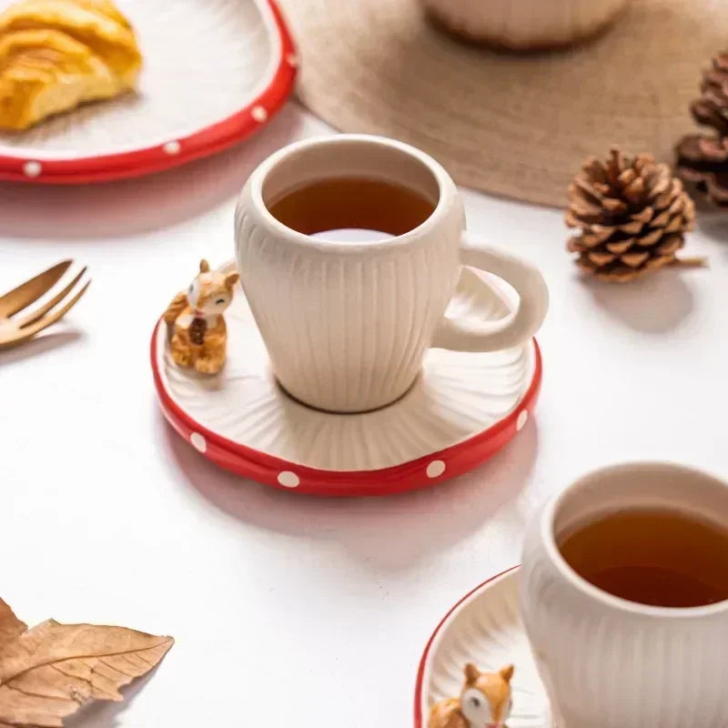 Tazza in ceramica a forma di fungo con coperchio – Divertenti bicchieri per la colazione