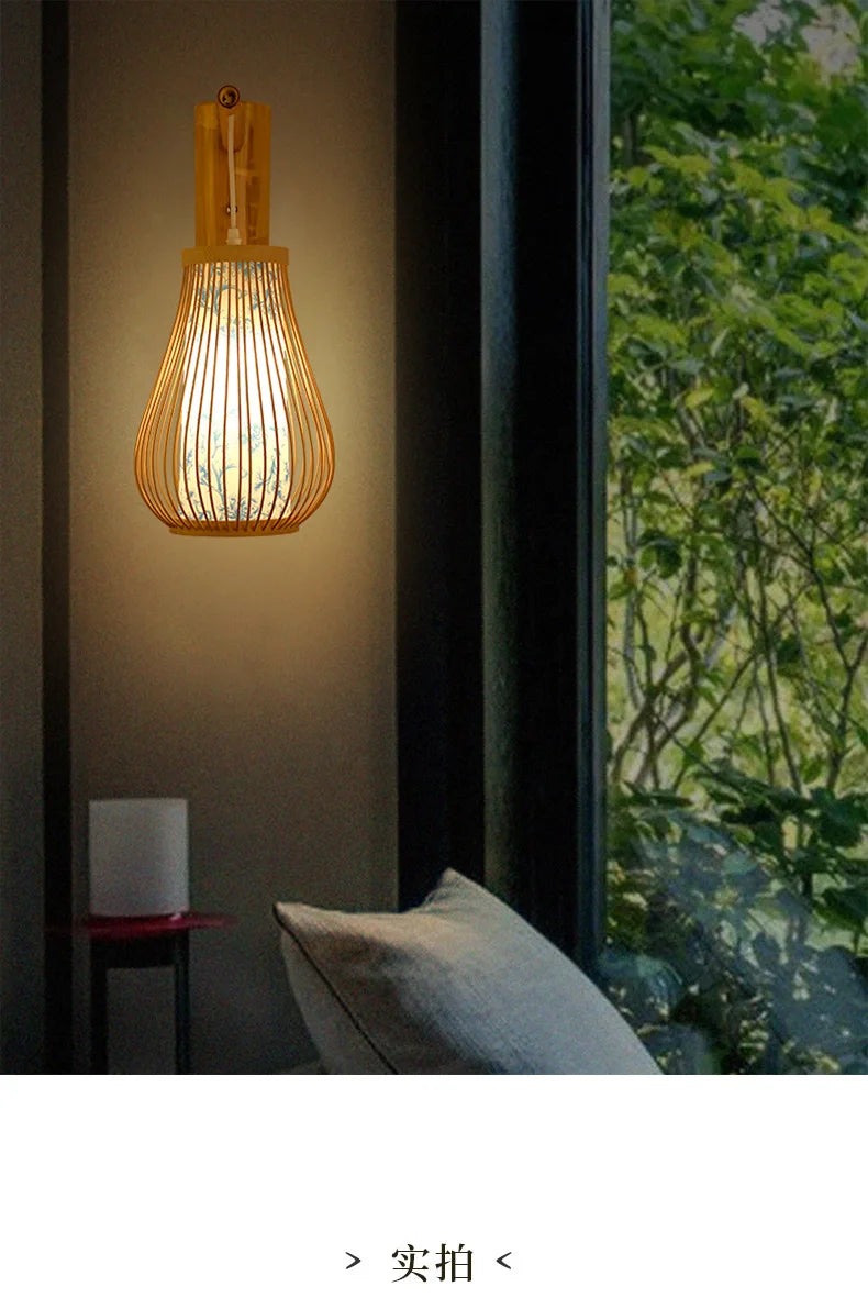 Rustic Bamboo Wall Sconce Lamp – Eco-Friendly Home Decor