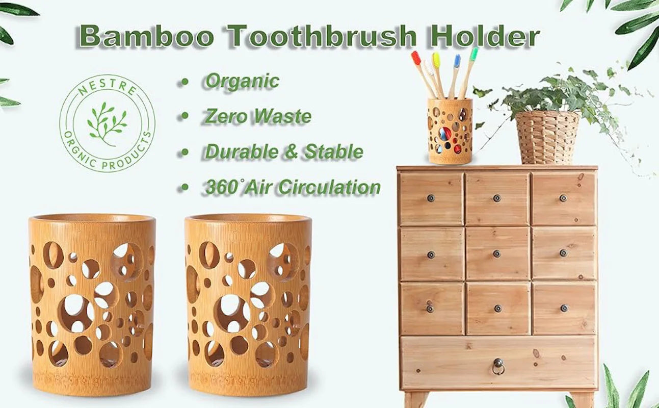 Eco-Friendly Bamboo Toothbrush Holder | Tidy & Stylish Storage