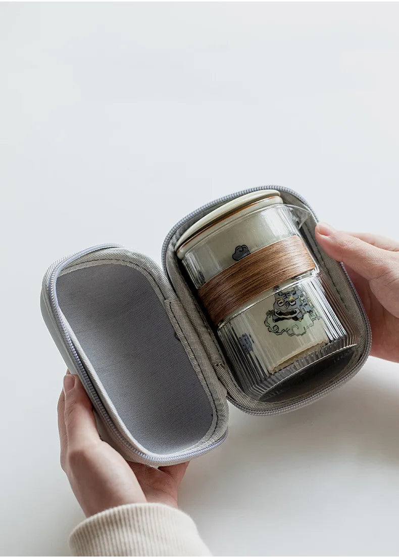 귀여운 호랑이 여행용 차 세트 - 차 애호가를 위한 휴대용 우아함