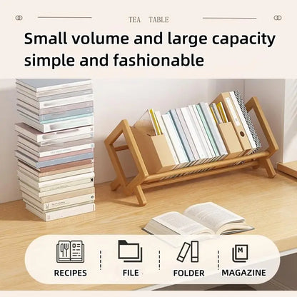 Compact Wooden Bookshelf - Stylish Storage for Students & Home