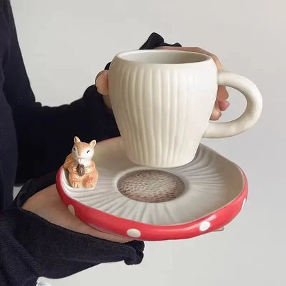 Tazza in ceramica a forma di fungo con coperchio – Divertenti bicchieri per la colazione
