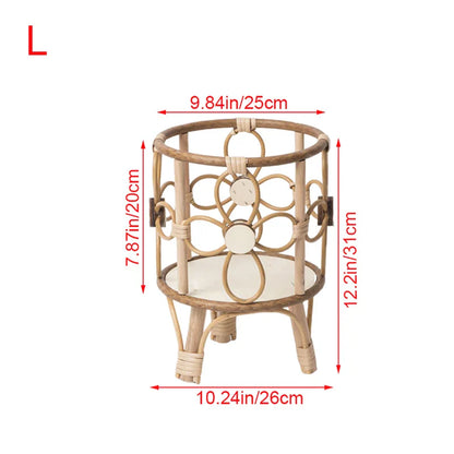 Hollow Rattan Plant Stand - Elevate Your Home Decor!
