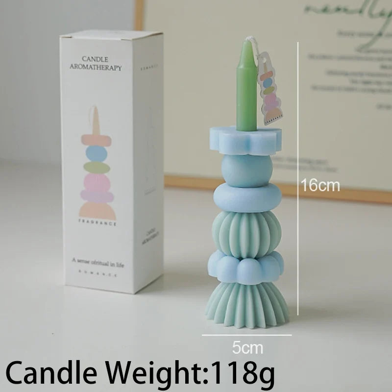 Stackable Geometry Scented Candle – Elegant Soy Wax Decor