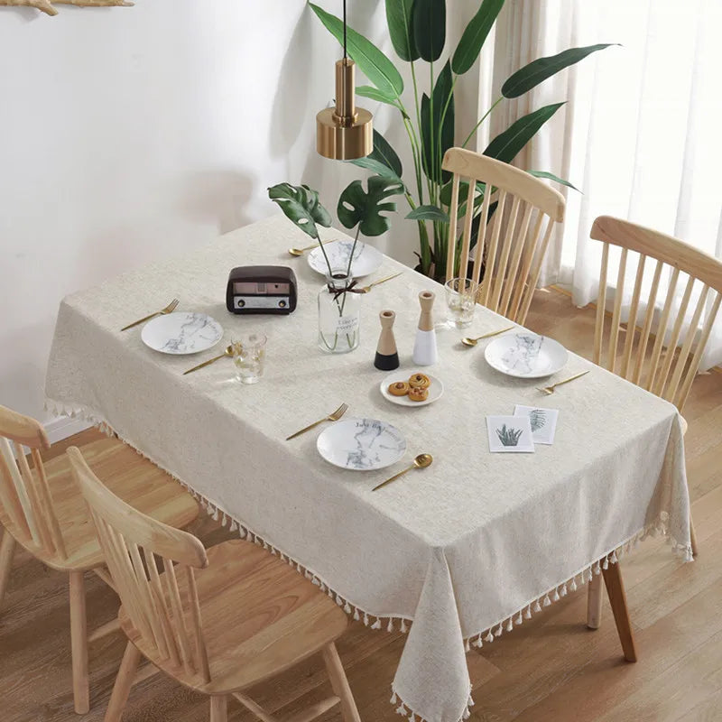 Linen Cotton Tablecloth - Elegant Dining by Rooted Living