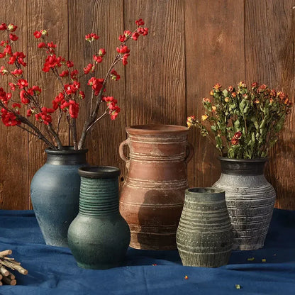 수제 세라믹 항아리 꽃병 - 생활 공간을 위한 우아함