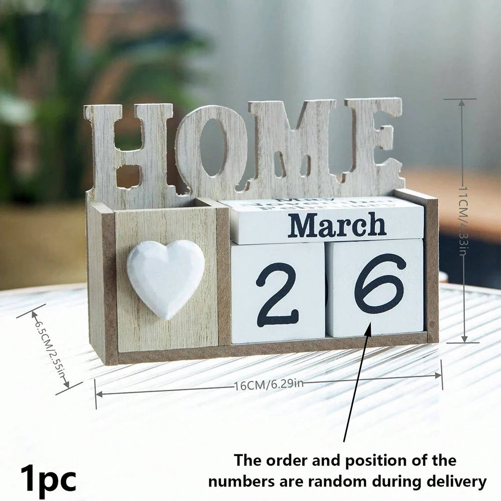 Calendrier perpétuel en bois & Porte-stylo – Organisateur de bureau élégant