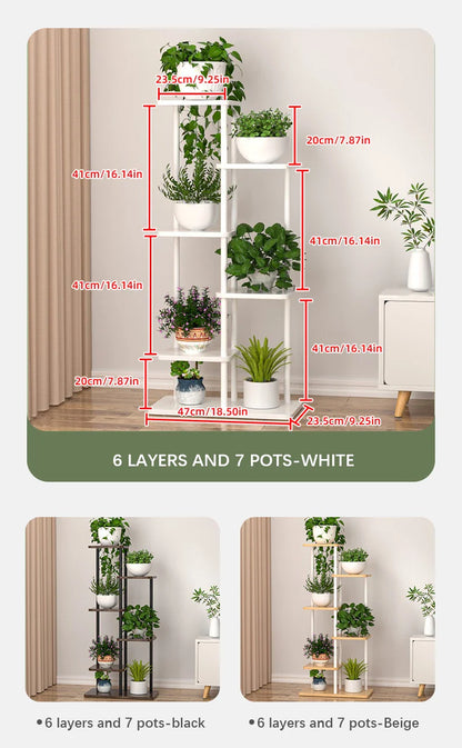 나무 화분 스탠드 - 정원 애호가를 위한 세련된 5/6/8단 정리함
