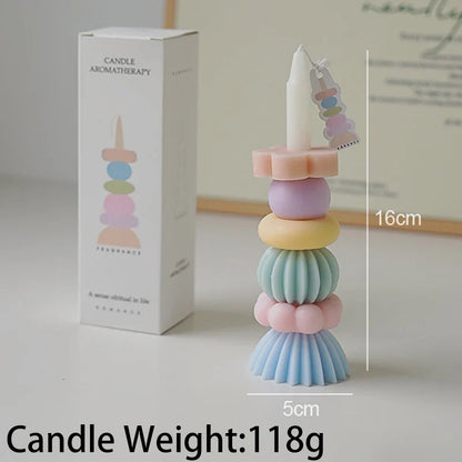 Stackable Geometry Scented Candle – Elegant Soy Wax Decor