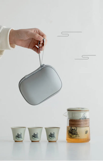 귀여운 호랑이 여행용 차 세트 - 차 애호가를 위한 휴대용 우아함