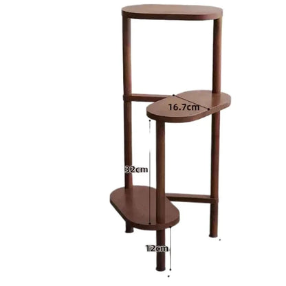 实木植物架 - 优雅的三层绿化收纳架