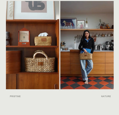 Cestino in alghe intrecciate a mano: organizer ecologico per la casa