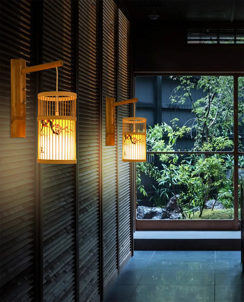 Rustic Bamboo Wall Sconce Lamp – Eco-Friendly Home Decor